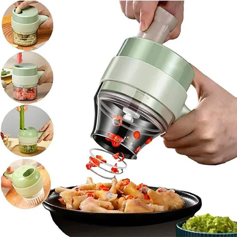 🥕 PowerMax 4X – Tu Nuevo Aliado en la Cocina 🔪 Corta, Pica, Pela y Limpia… ¡Todo con Solo un Botón!