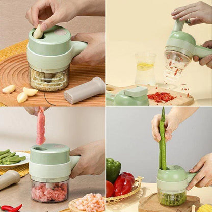 🥕 PowerMax 4X – Tu Nuevo Aliado en la Cocina 🔪 Corta, Pica, Pela y Limpia… ¡Todo con Solo un Botón!